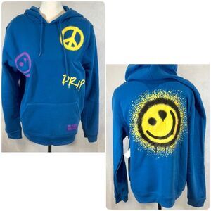 Brooklyn Cloth “Drip All Day” blue smiley hoodie size medium NWT
